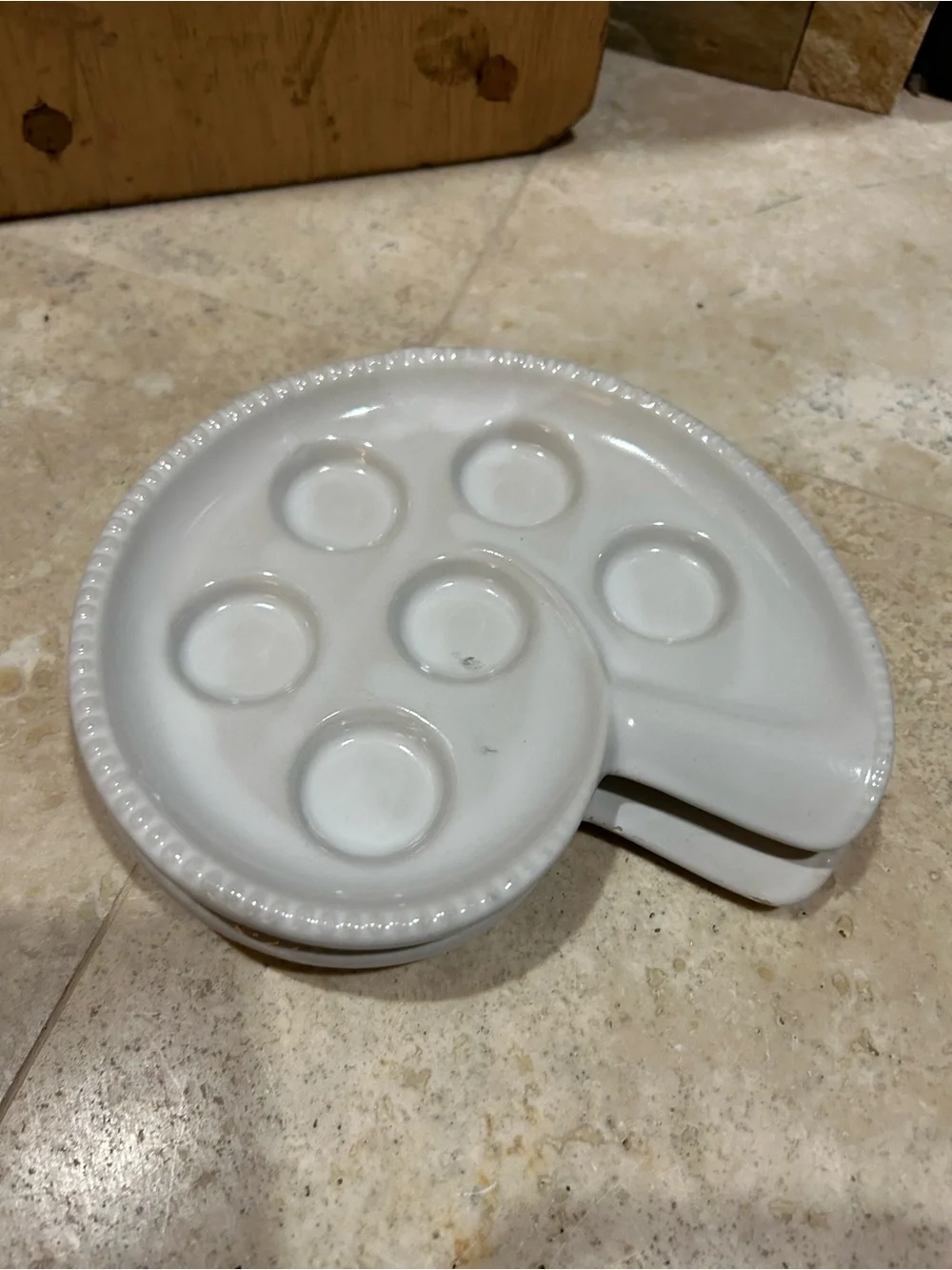 2 Vintage ceramic Escargot plates in a spiral snail shape for serving